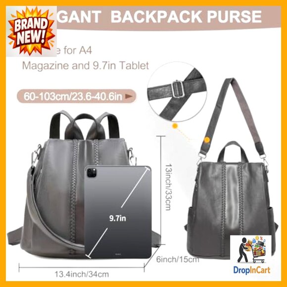 Vintage Weave PU Leather Anti-Theft Backpack Adjustable Shoulder Bag Stylish main image 6